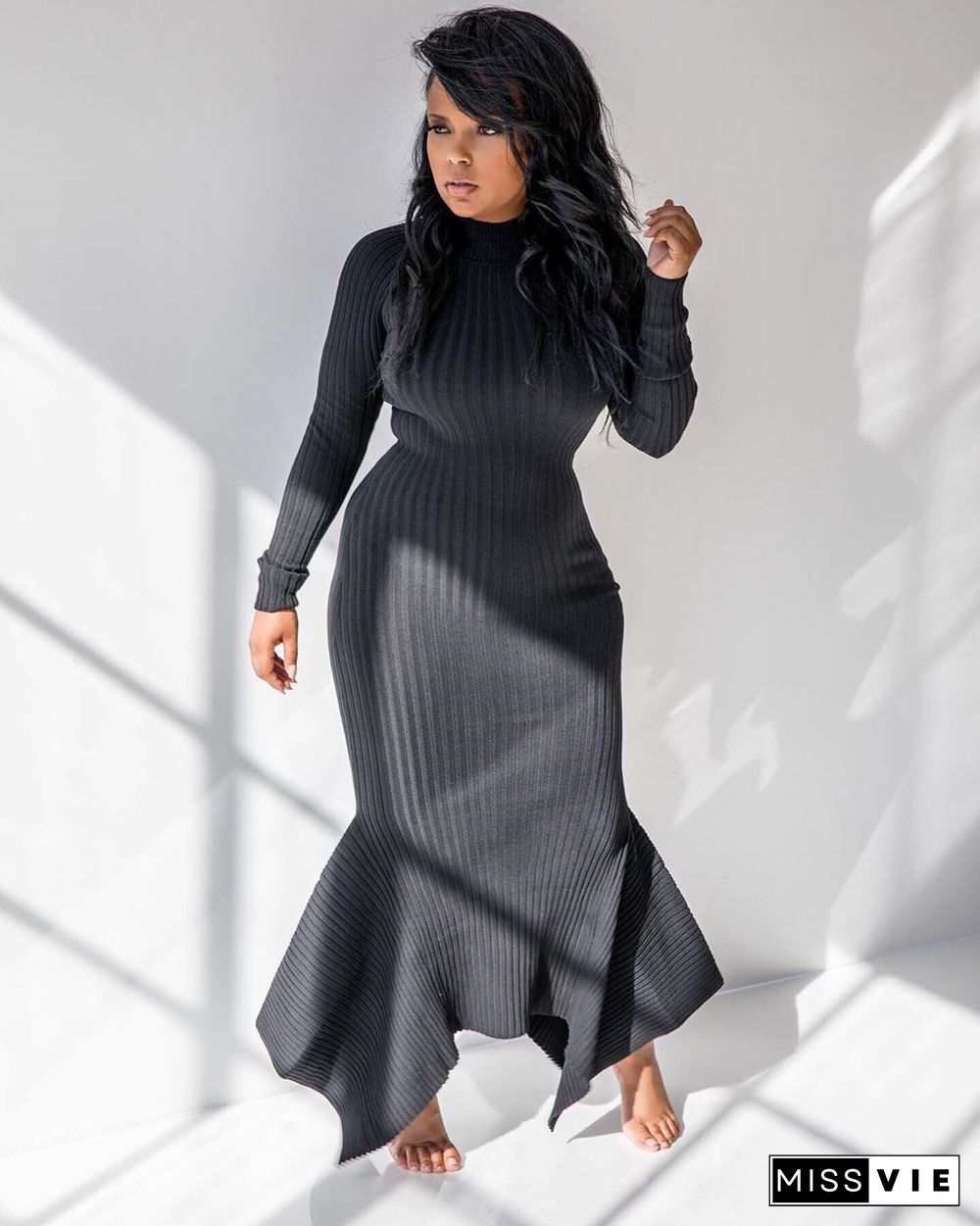 Women Full Sleeve Bodycon Floor-length Maxi Dress