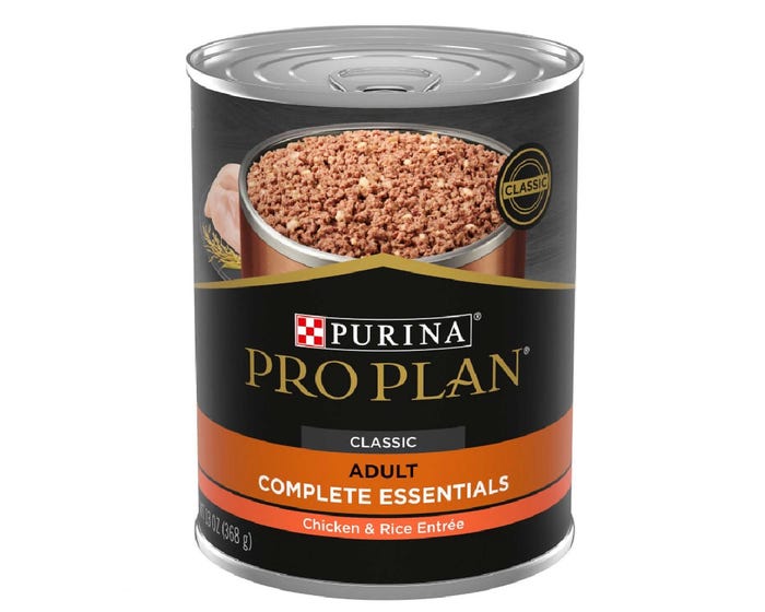 Purina Pro Plan Complete Essentials Classic Chicken  Rice Entree Adult Wet Dog Food， 13 oz. Can