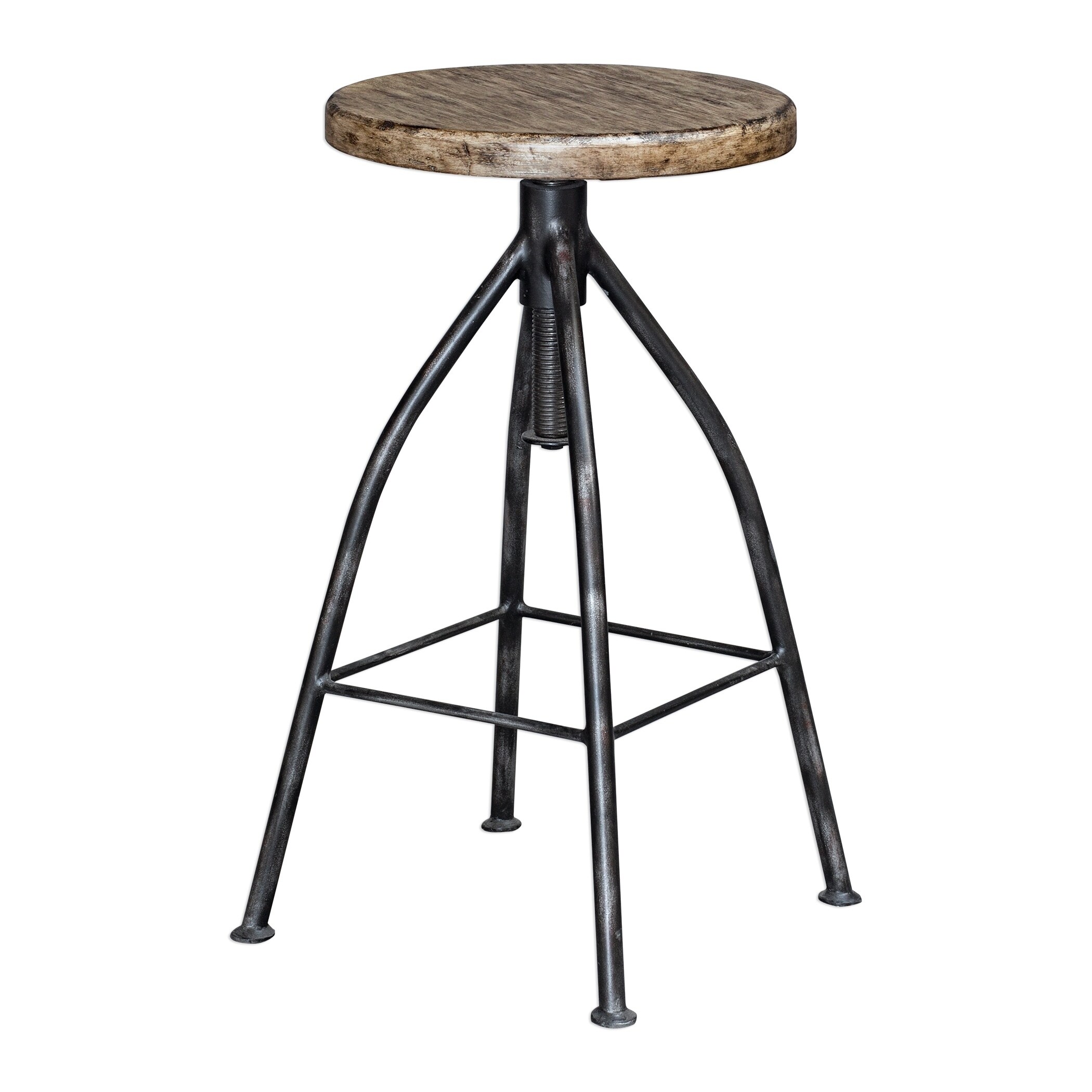 Uttermost Dalvin Industrial Aged Steel and Driftwood Pub Stool