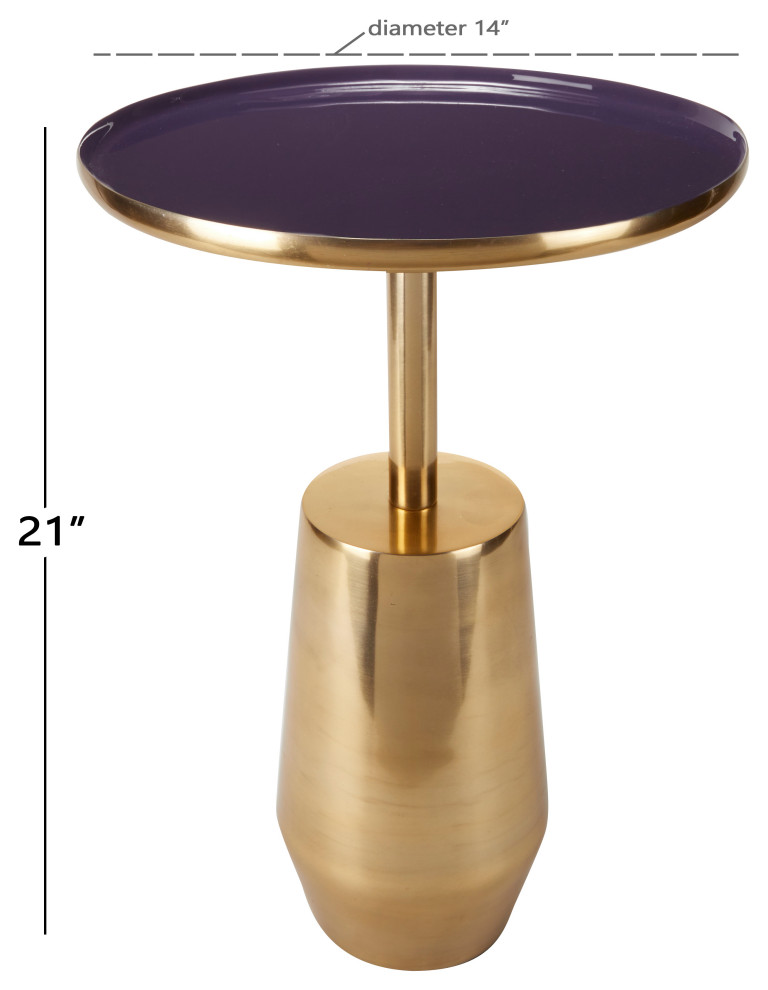 Round Gold Aluminum Accent Table With Purple Enamel Inlay  14 quotx21 quot  Contemporary   Side Tables And End Tables   by Brimfield  ampMay  Houzz