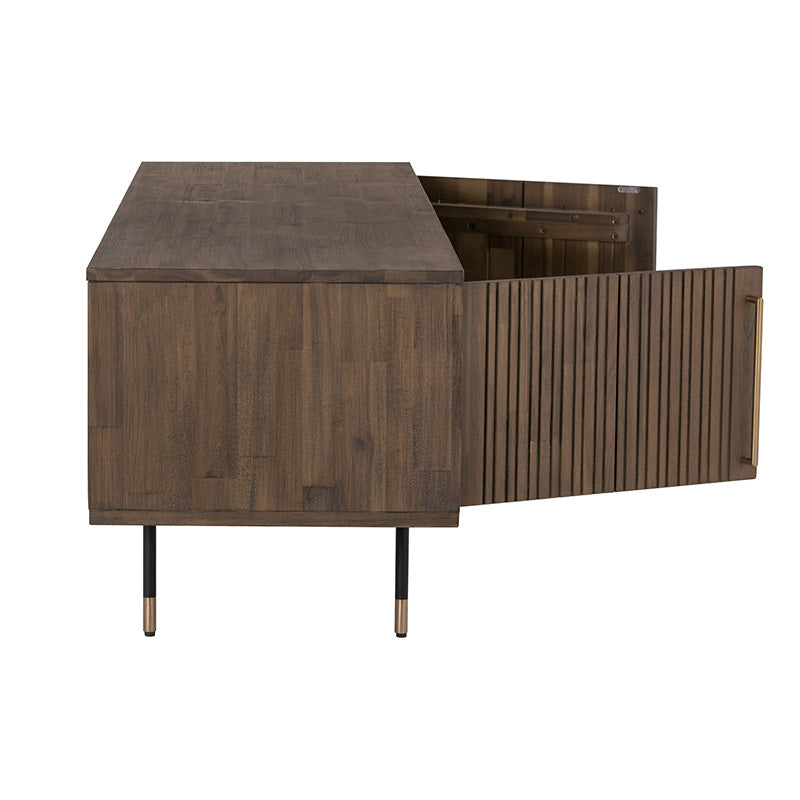 HAMILTON Entertainment TV Unit Solid Acacia Wood 200cm - Toffee Colour