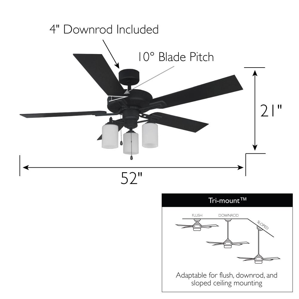 Design House Aubrey LED Ceiling Fan in Matte Black， 52-Inch