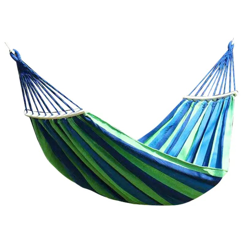 Fashion Folding Portable Garden Hiking Blue   Red Striped Canvas Fabric Travel Outdoor Hammock