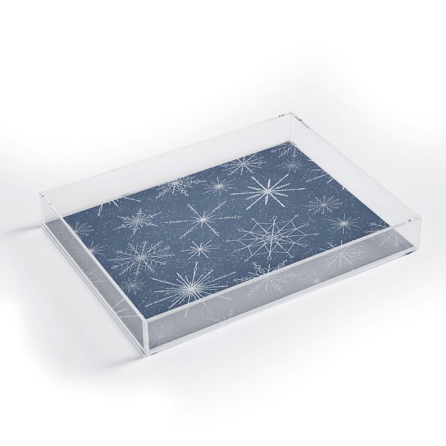 Jacqueline Maldonado Snowflakes Twilight Acrylic Tray deny Designs