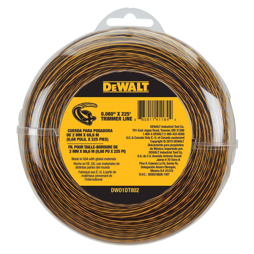 DW 0.080 in. x 225 ft. Replacement Line for Cordless Battery Operated Bump Feed String Grass TrimmerLawn Edger DWO1DT802