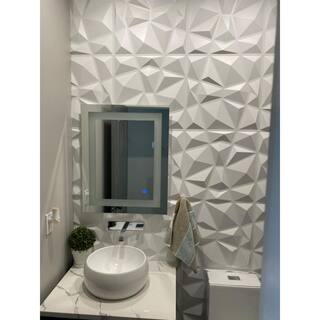 Art3dwallpanels Wall panel 19.7 in. x 19.7 in. 32 sq. ft. White Diamond PVC 3D Wall Panels (Pack of 12-Tiles) T100H38P12W