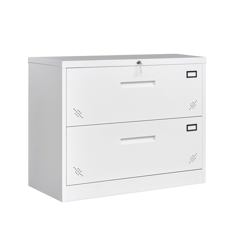 2 Drawer Lateral Filing Cabinet for Legal/Letter A4 Size  Large Deep Drawers Locked By Keys for Home office