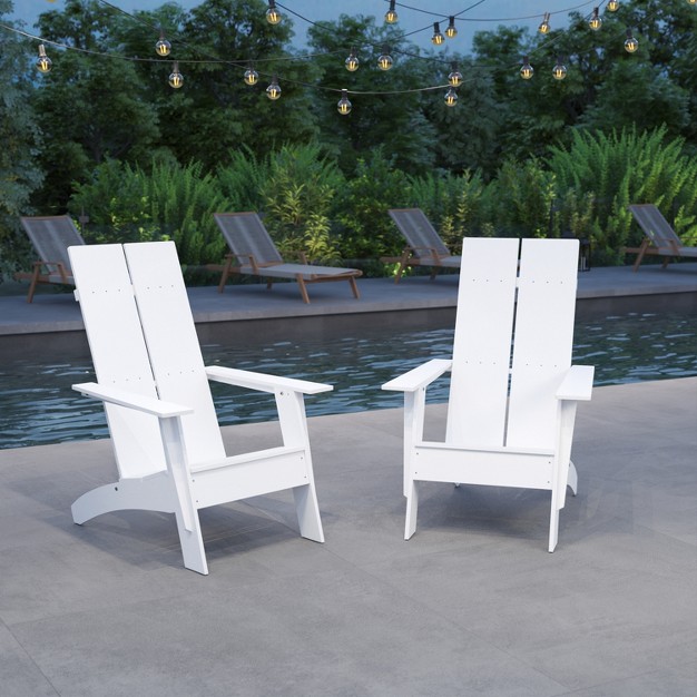 Merrick Lane Set Of 2 Modern All weather Poly Resin Wood Adirondack Chairs