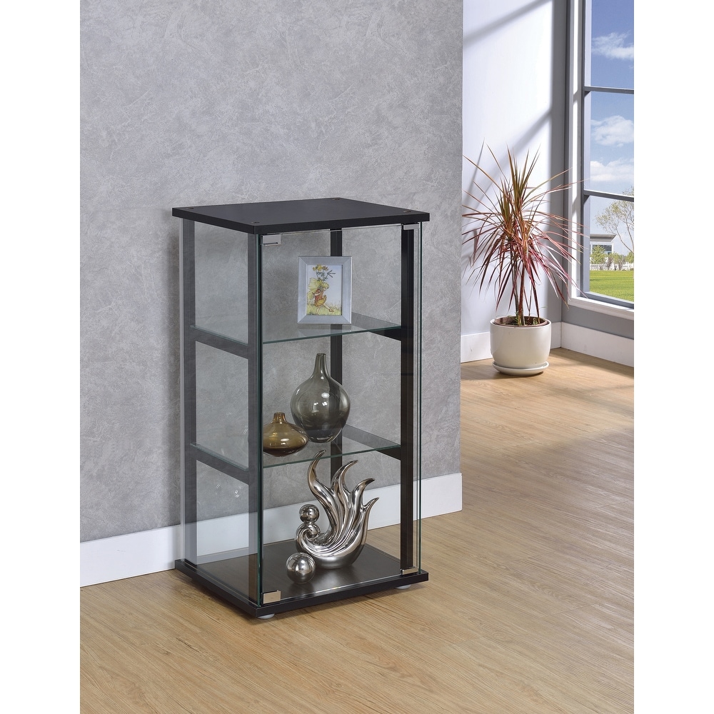 Callie Black Glass 3 shelf Curio Cabinet