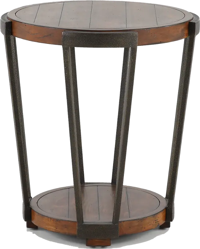 Yukon Antique Rustic Brown Round End Table