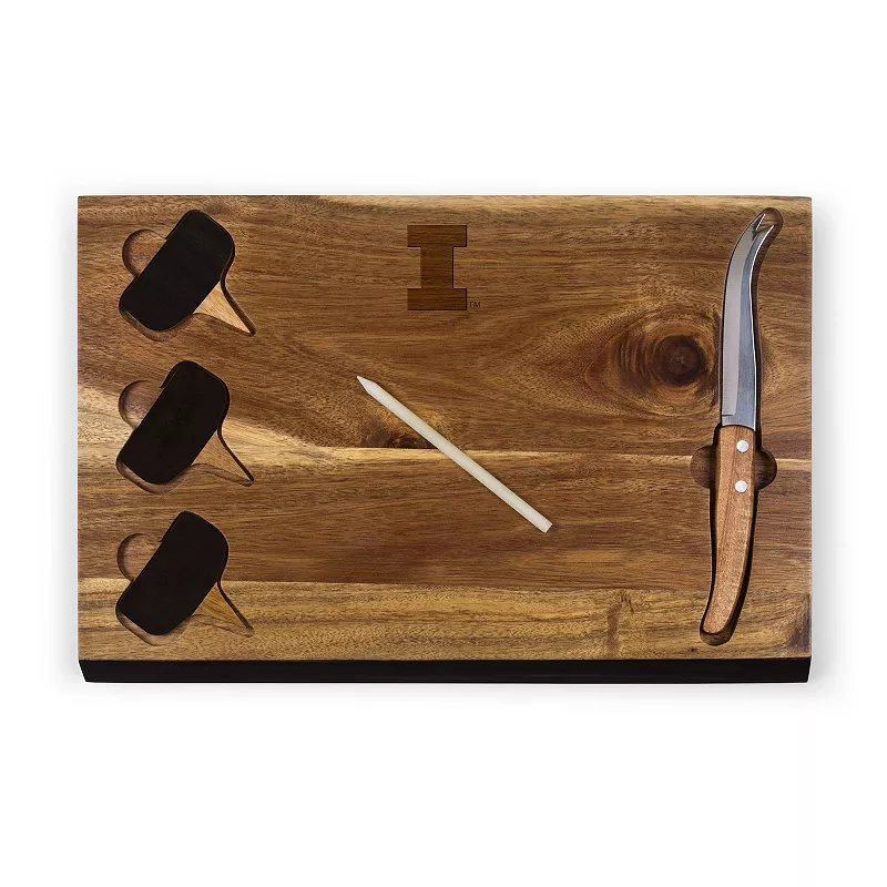 Picnic Time Illinois Fighting Illini Delio Cheese Cutting Board and Tool Set