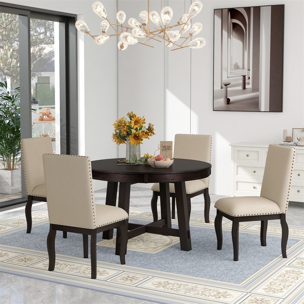 5 Piece Dining Table Set Extendable Dining Table and 4 Dining Chairs