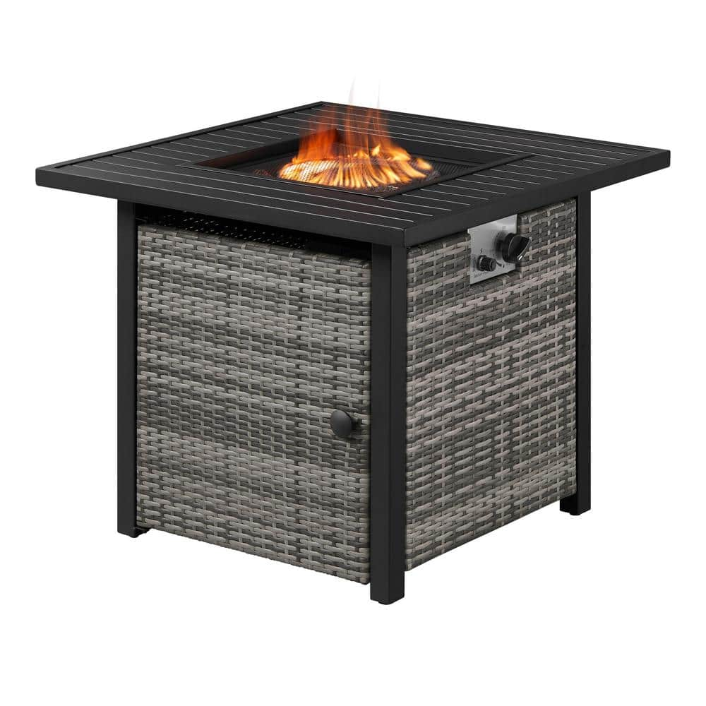 Hampton Bay 30 in. Outdoor Steel Propane Black Gas Fire Pit Table GFT-61820