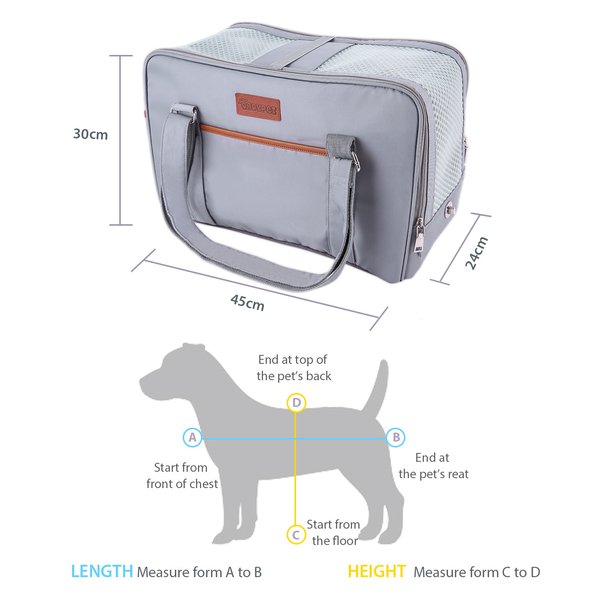 Dadypet Pet Carrier Airline Approved Soft-Sided Cat Travel Carrier with Wool Rugs Portable Dog Carrier Bag