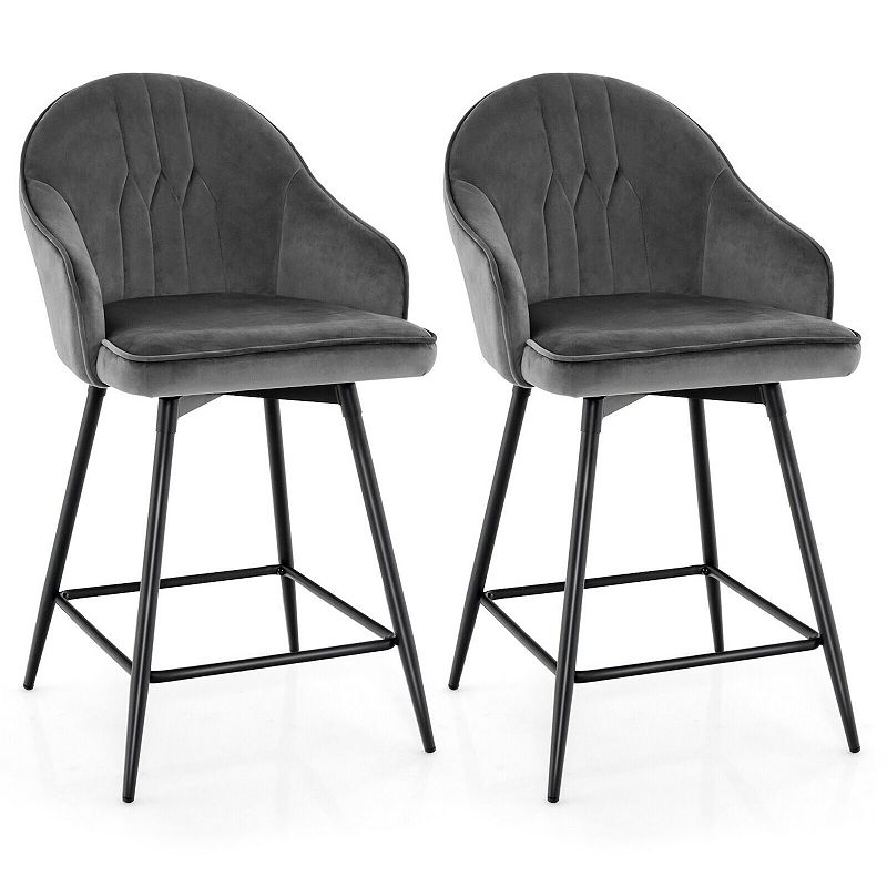 360-degree Swivel Bar Stools Set Of 2-gray