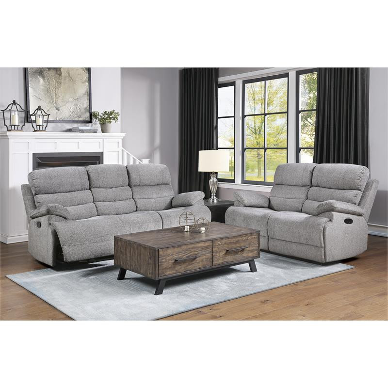 Lexicon Sherbrook Transitional Chenille Double Reclining Loveseat in Gray   Transitional   Loveseats   by Homesquare  Houzz