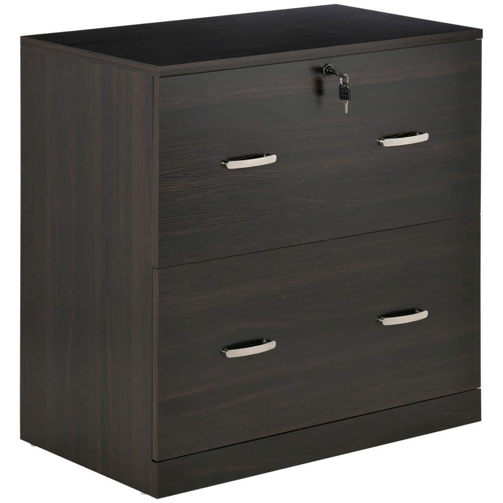 Vinsetto Walnut Particle board 2-Drawer File Cabinet with Hanging Bar for A4 Size 924-040V80