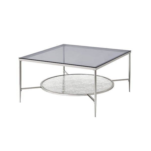 Coffee Table， Living Room End Table in Glass and Chrome Finish