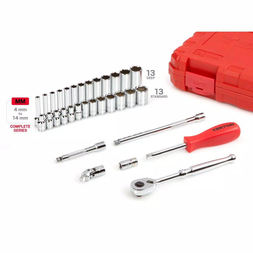 TEKTON 1/4 in. Drive 6-Point Socket and Ratchet Set (33-Piece) and#8211; XDC Depot