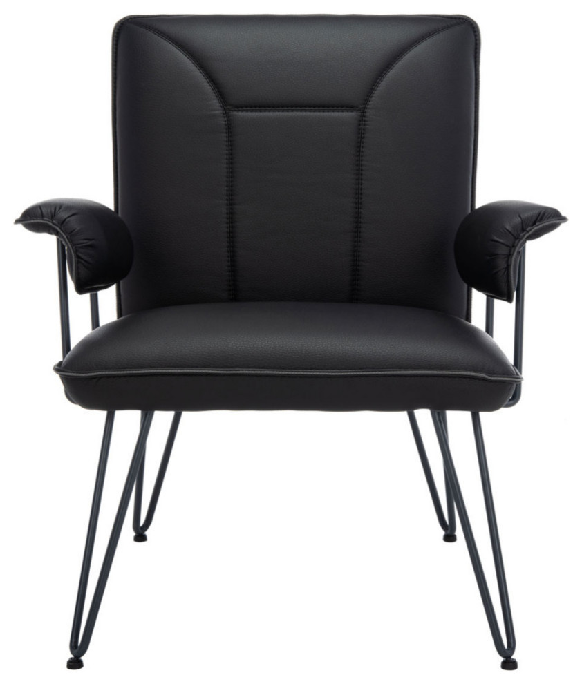 Angie 17.3 quotMid Century Modern Leather Black PU   Modern   Armchairs And Accent Chairs   by Virgil Stanis Design  Houzz