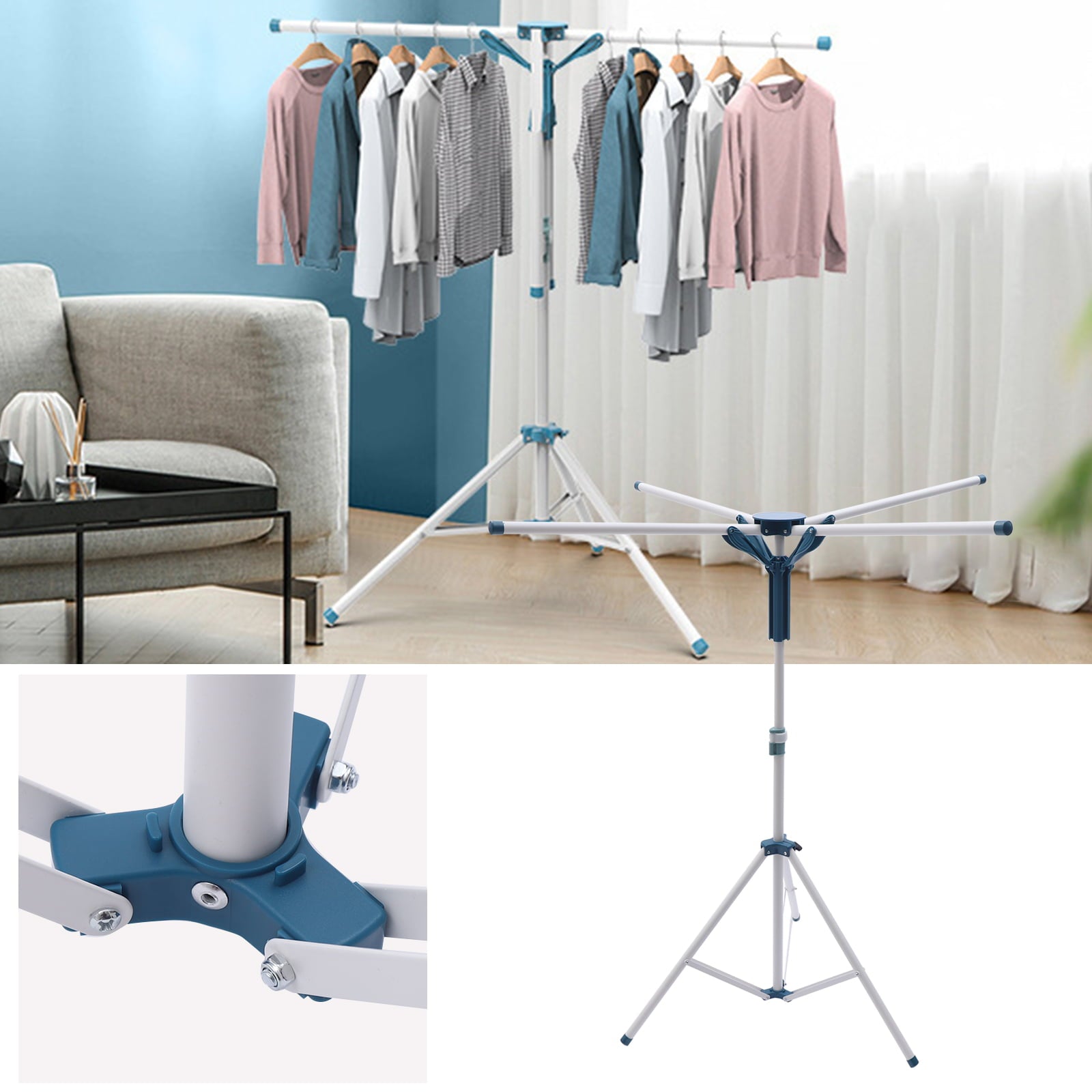 Miumaeov Adjustable Foldable Drying Rack Portable Clothes Hanger Laundry Drying Rack