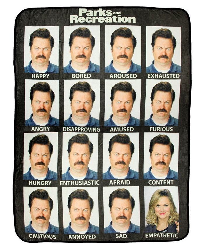 Parks And Recreation Moods and Faces Of Super Soft Fleece Throw Blanket 46