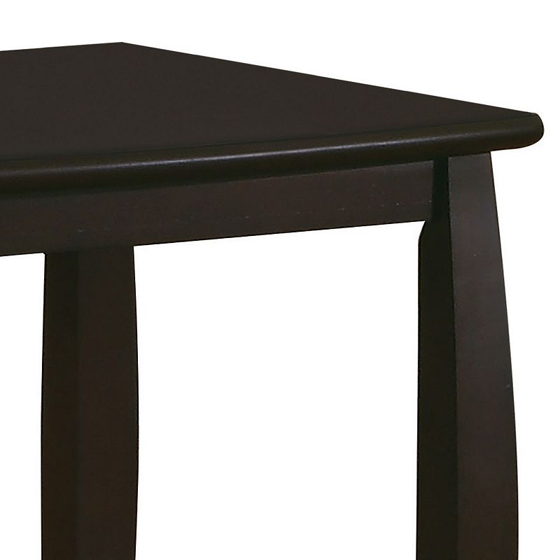 Contemporary Style Solid Wood End Table With Slightly Rounded Shape， Dark Brown