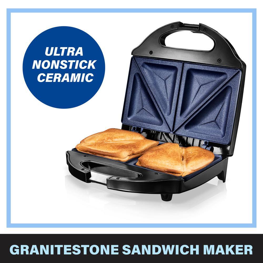 GRANITESTONE Classic Blue Non-Stick Diamond Infused Sandwich Maker 7196