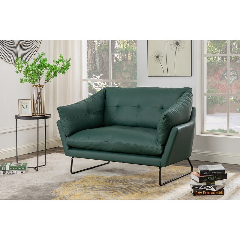 Karla PU Leather Contemporary Loveseat and Ottoman