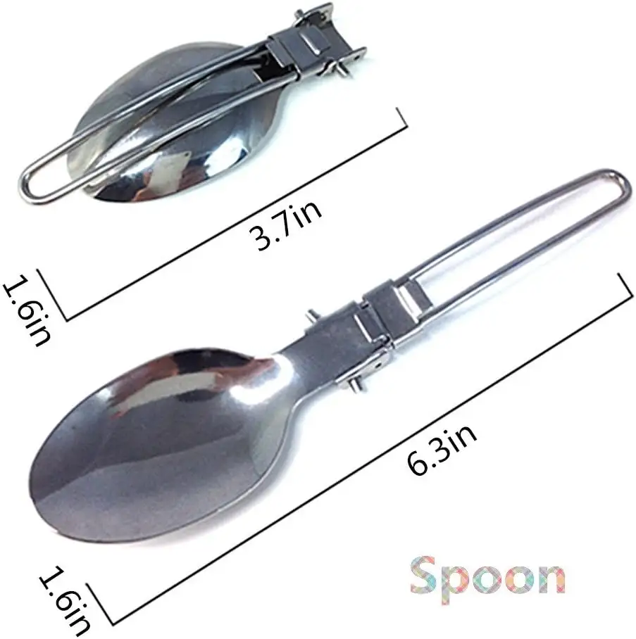 Stainless Steel Spoon Fork Knife with Folding Handle Ultralight Dinnerware Utensils for Outdoor Camping Picnic Hiking Home Use