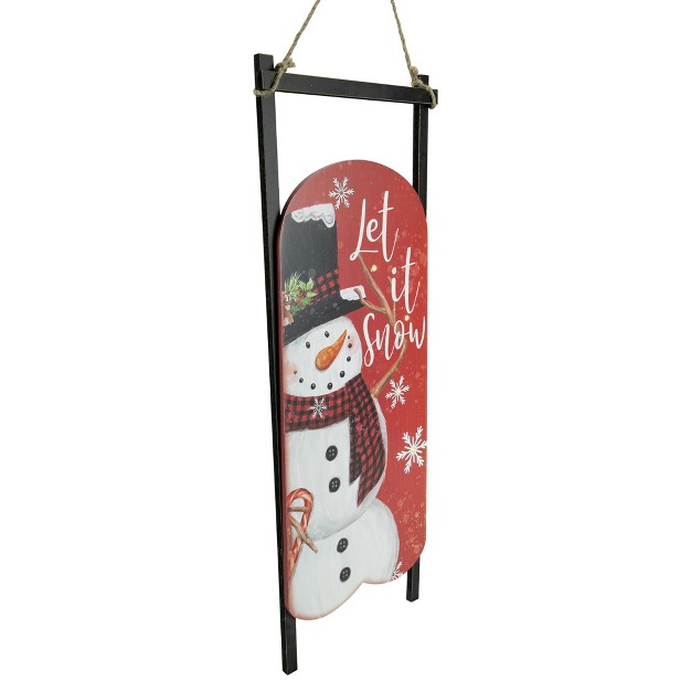 Led Lighted x27 let It Snow x27 Snowman Sled Christmas Wall Sign