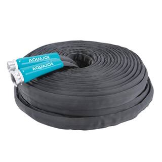 AQUA JOE 12 in. Dia. x 100 ft. Flexible Kink-Free Fiberjacket Garden Hose Metal Fittings AJFJH100-PRO