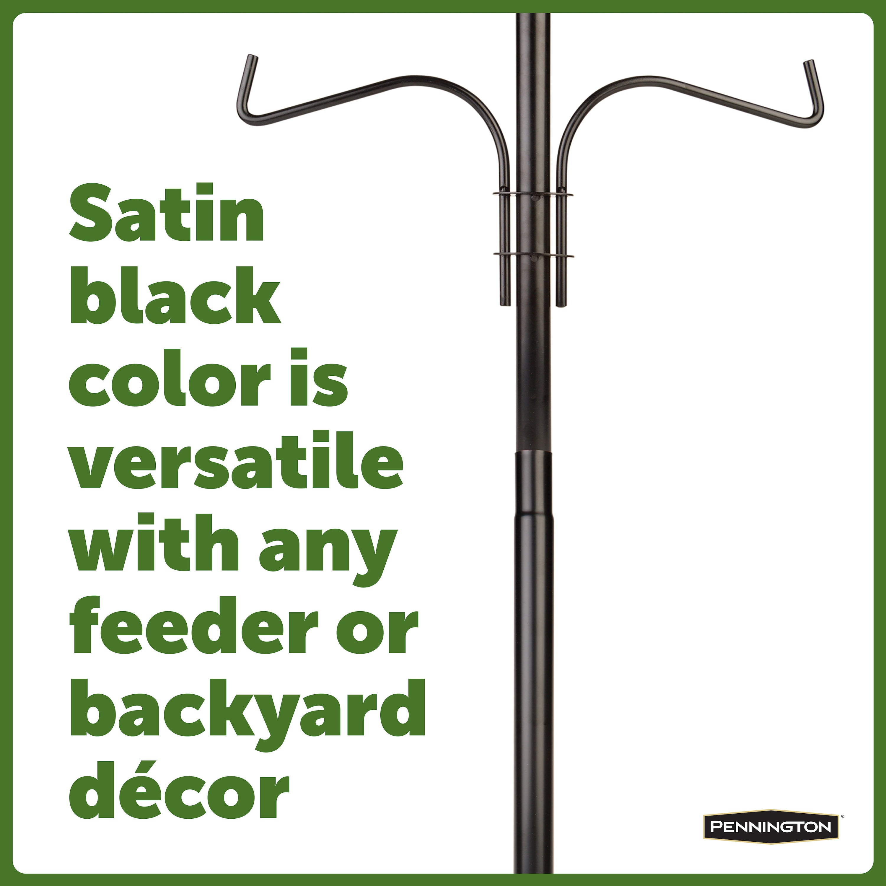 Pennington Premium Wild Bird Feeder Pole Plus， 5 feet Installed Height， Black