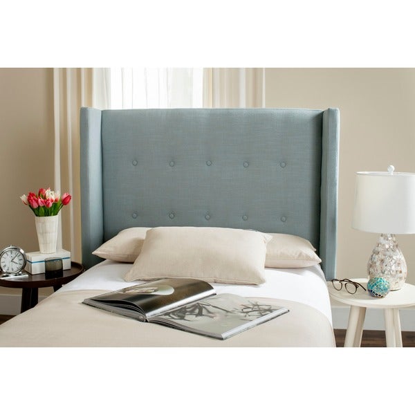 SAFAVIEH Damon Sky Blue Upholstered Tufted Wingback Headboard (Twin) - - 11081484