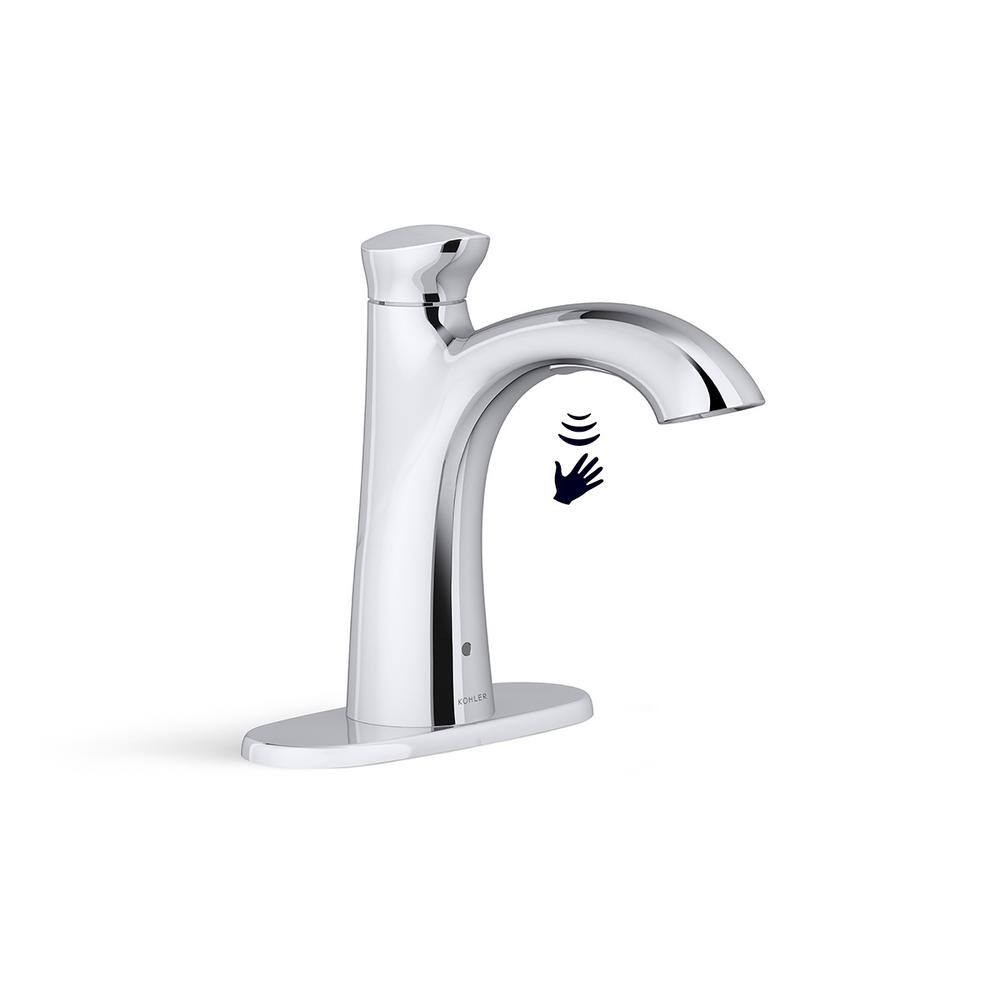 KOHLER Willamette Battery Powered Touchless Single Hole Bathroom Faucet in Polished Chrome K-R32929-4D-CP