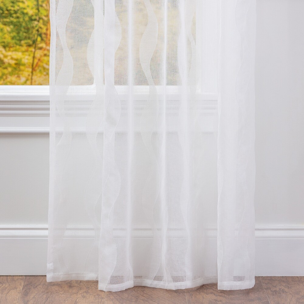 Chanasya Voile Wavy Textured Sheer Bedroom Kitchen Window Curtain Panel Pair (Set of 2)