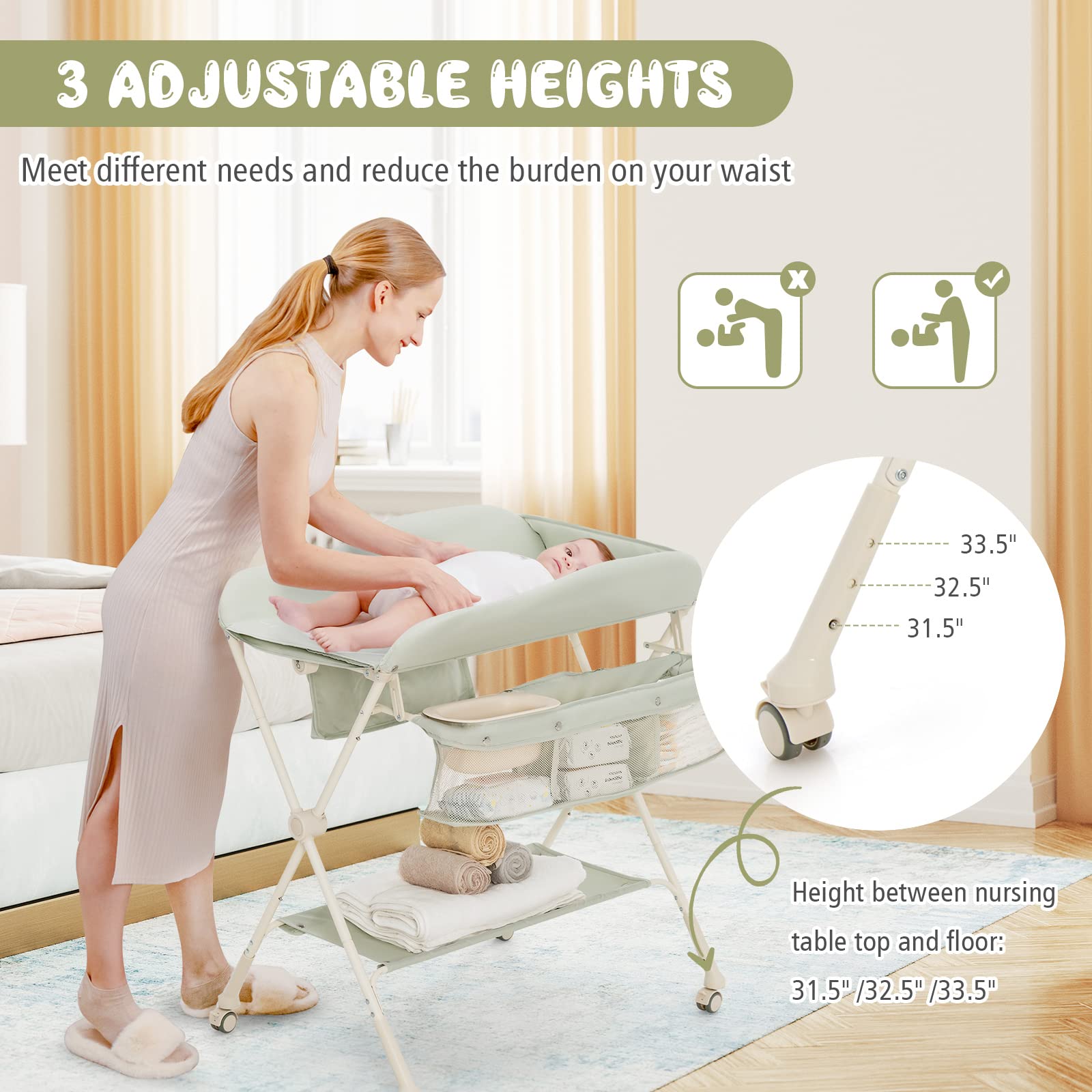 Costzon Portable Baby Changing Table, Foldable Diaper Changing Station