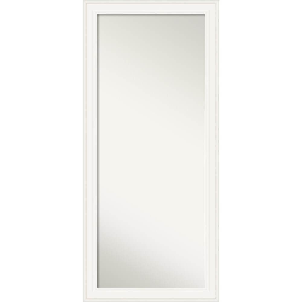 Non Beveled Wood Full Length Floor Leaner Mirror 29.5 x 65.5 in.   Ridge White Frame   Ridge White   30 x 66 in