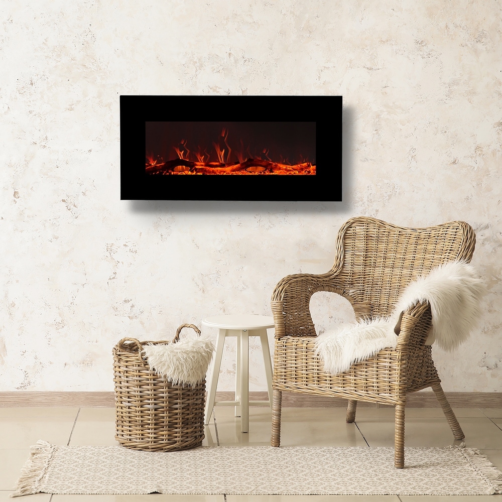 FLAME SHADE Wall Mounted Electric Fireplace Heater with Remote