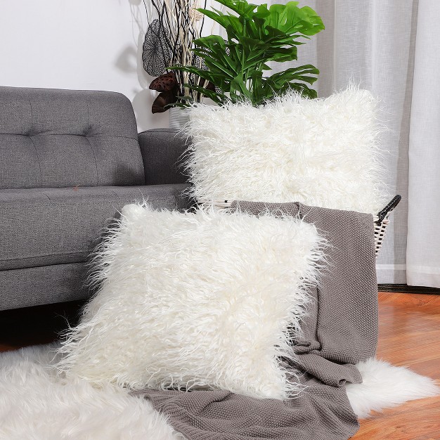 X 18 quot Faux Fur Soft Plush Shaggy Decorative Pillow Cover Piccocasa