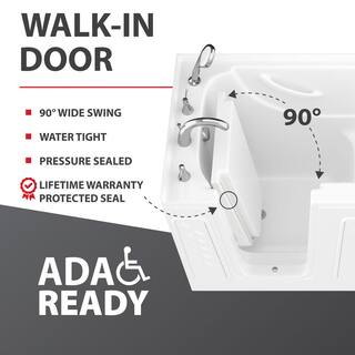 Universal Tubs HD Series 54 in. Left Drain Quick Fill Walk-In Whirlpool and Air Bath Tub with Powered Fast Drain in White HD3054LWD