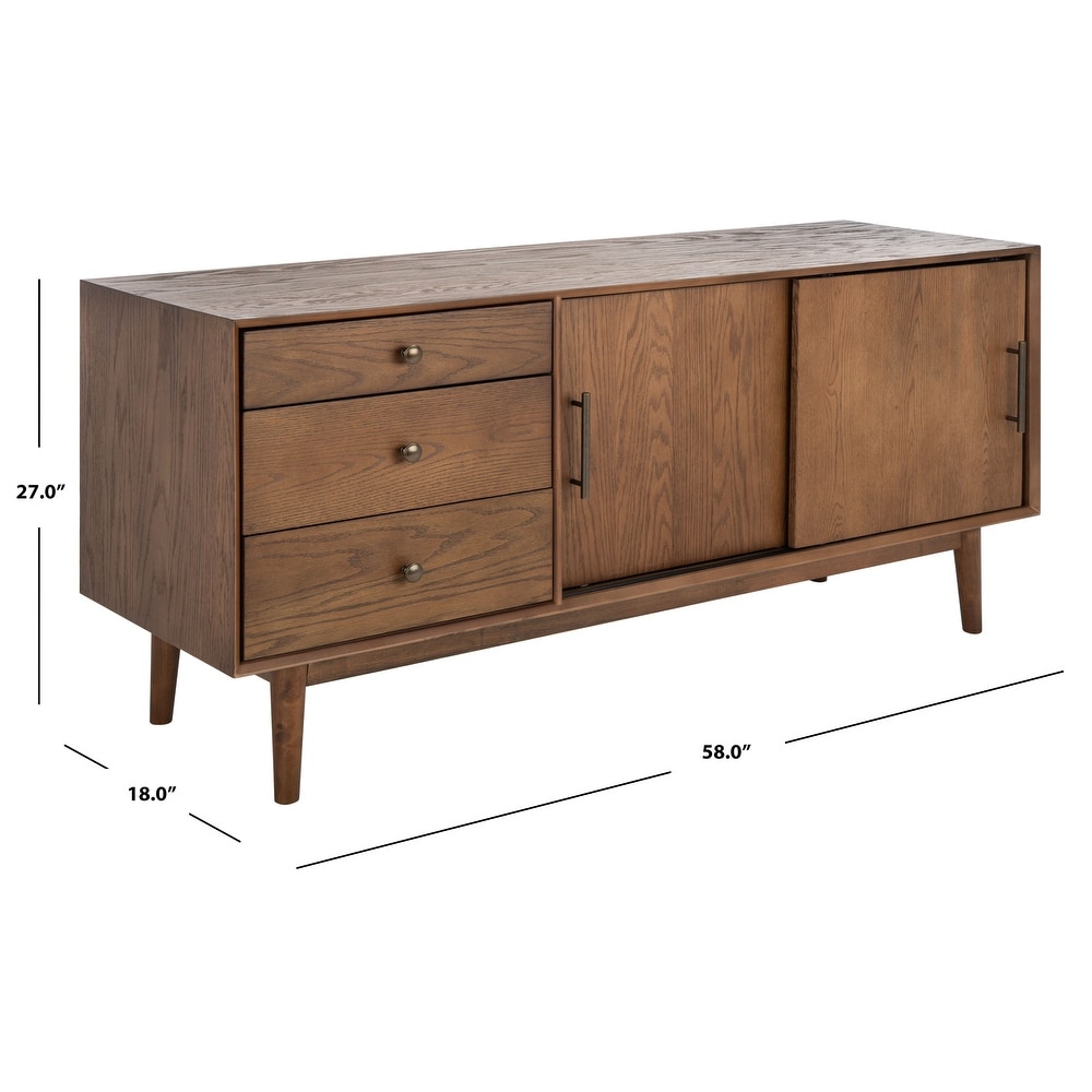 SAFAVIEH Couture Tomas Mid Century 58 inch Storage TV Media Stand.   58 IN W x 18 IN D x 27 IN H