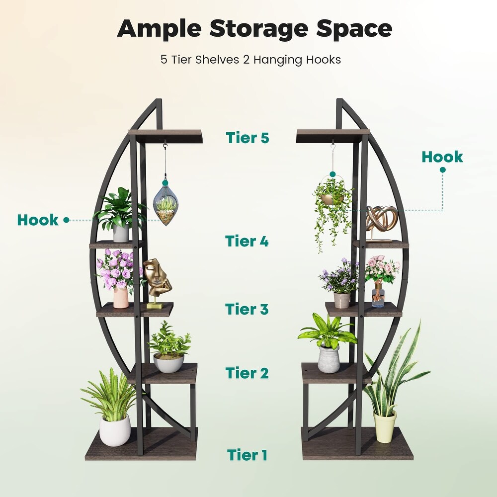 EROMMY Metal Plant Stand for Indoor Plants Multiple  Plant Shelf for Planter Display  Half Moon Plant Stand for Balcony