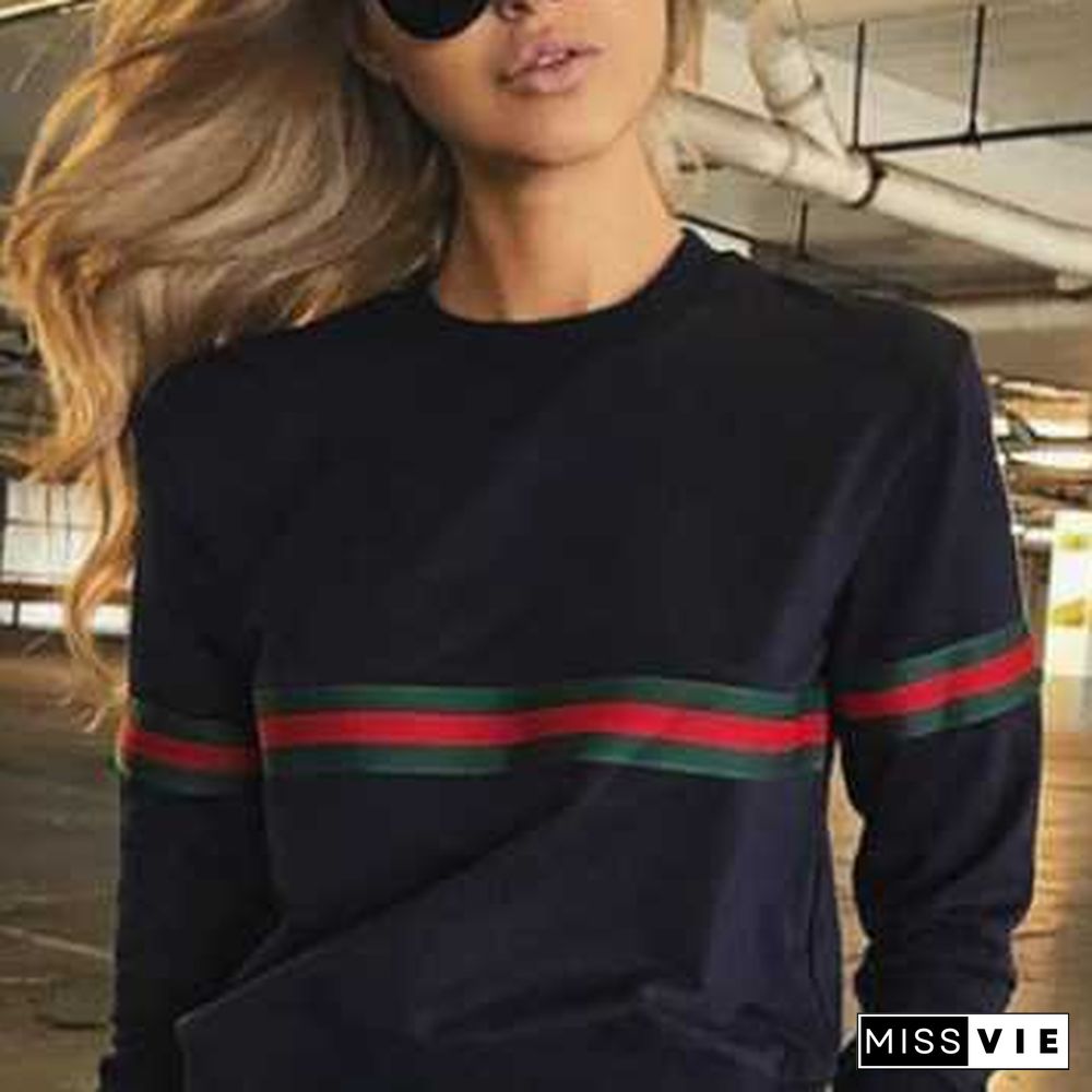 Brandstyle Loose Fitting Rainbow Colorblock Women's Crewneck Sweatshirt