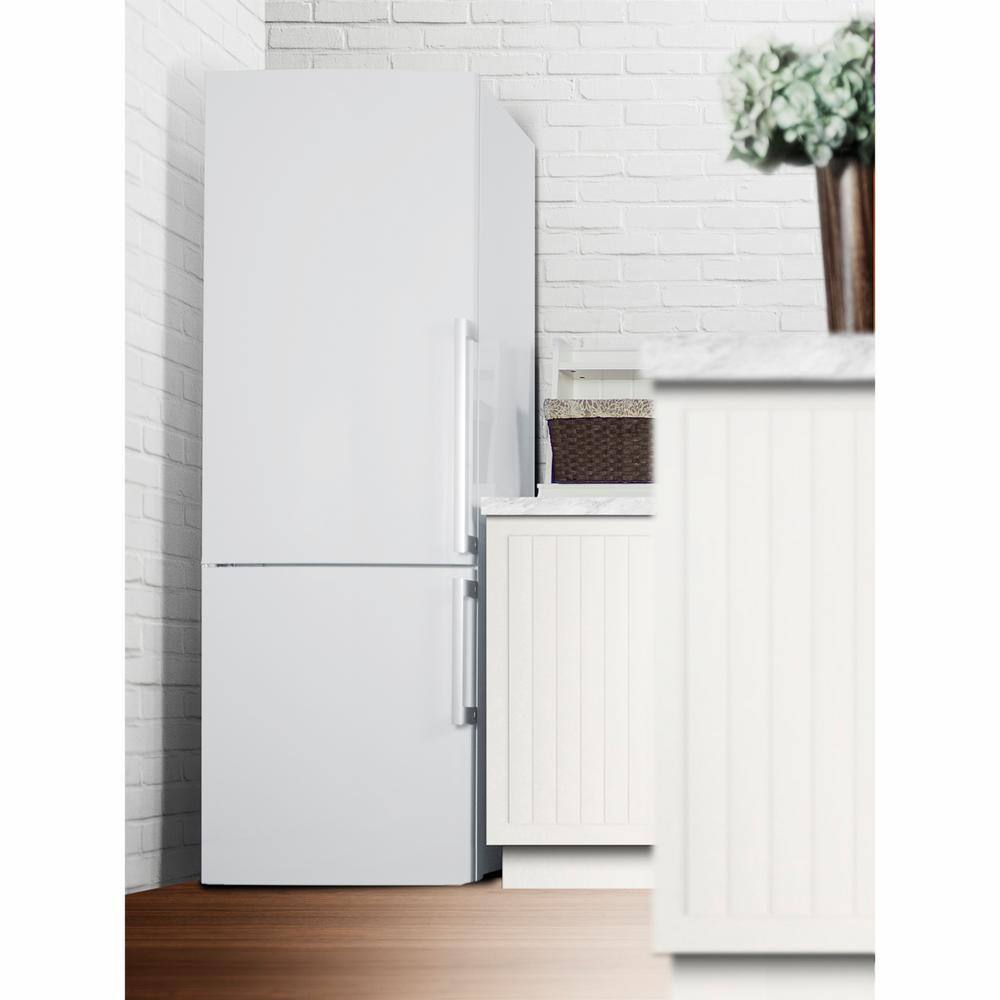 Summit Appliance 27 in. W 16.8 cu. ft. Bottom Freezer Refrigerator in White Counter Depth FFBF281WLHDE