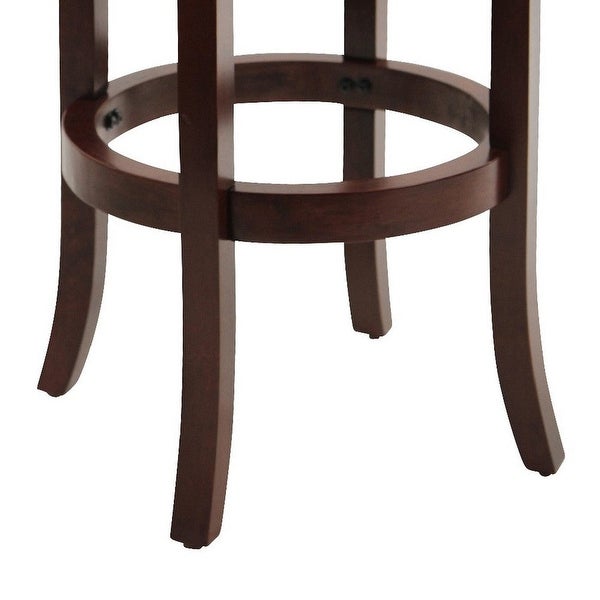 Sabi 24 inch Swivel Counter Stool， Solid Wood， Faux Leather， Brown， Black - 19.5 L x 18 W x 43.5 H