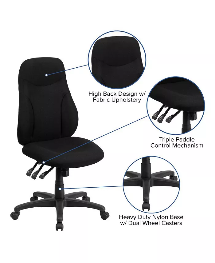 EMMA+OLIVER High Back Fabric Multifunction Swivel Ergonomic Task Office Chair