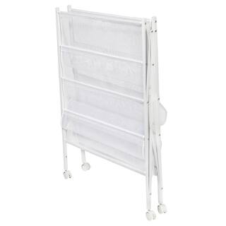 Honey-Can-Do 26 in. W x 36 in. H White Steel Portable Rolling Clothes Drying Rack DRY-08550