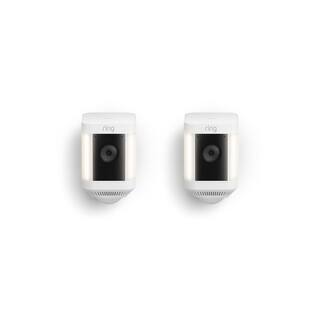 Ring Spotlight Cam Plus Battery - Smart Security Video Camera with LED Lights 2-Way Talk Color Night Vision White 2-Pack B0B7QMF9T5