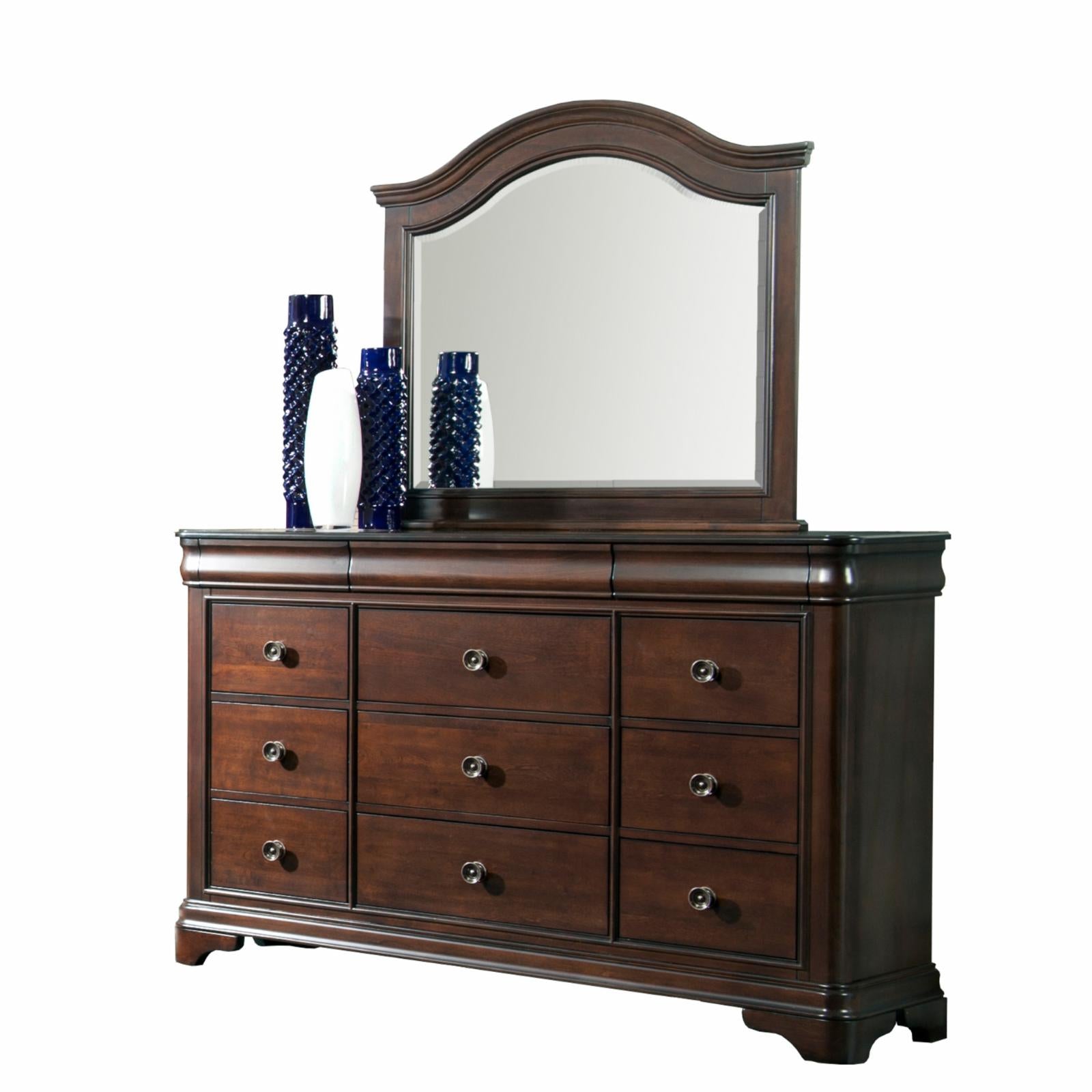 Picket House Furnishings Conley Dresser and Mirror Set in Cherry